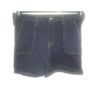 Faith Jeans Womens Shorts 14 Dark Rinse Wash Denim High Rise Utility Pockets